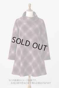 生地:チェック柄プリントアクリルニット(エンジ×パープル)