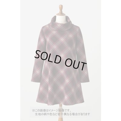 画像1: 生地：チェック柄プリントアクリルニット（エンジ×パープル）