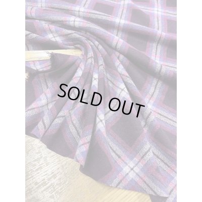 画像6: 生地：チェック柄プリントアクリルニット（エンジ×パープル）