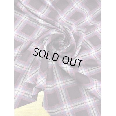 画像7: 生地：チェック柄プリントアクリルニット（エンジ×パープル）