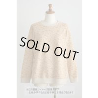 生地：花柄プリントミニ裏毛ニット（ベージュ×オレンジ）