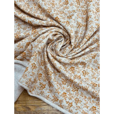 画像7: 生地：花柄プリントミニ裏毛ニット（ベージュ×オレンジ）