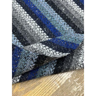 画像5: 生地： ネイティブ柄ストライプウール（ブルー系）