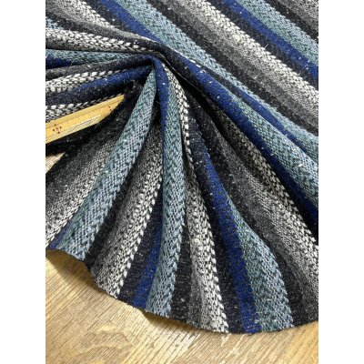 画像6: 生地： ネイティブ柄ストライプウール（ブルー系）
