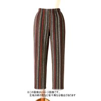 生地： ネイティブ柄ストライプウール（レッド系）
