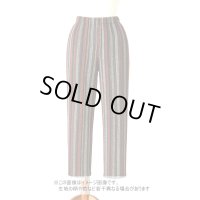 生地： ネイティブ柄ストライプウール（レッド系）