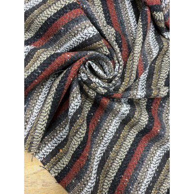画像7: 生地： ネイティブ柄ストライプウール（レッド系）