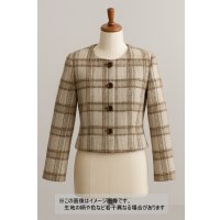 生地： ゆる編みチェック柄ウール（ベージュ×茶）
