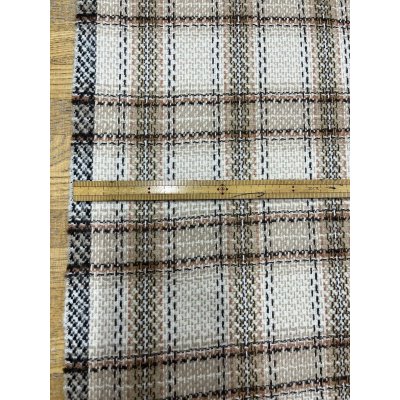 画像3: 生地： ゆる編みチェック柄ウール（ベージュ×茶）