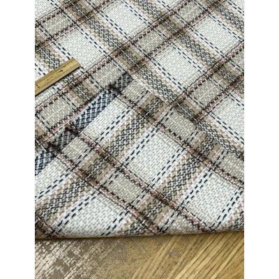 画像4: 生地： ゆる編みチェック柄ウール（ベージュ×茶）