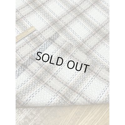 画像4: 生地： ゆる編みチェック柄ウール（ベージュ×茶）