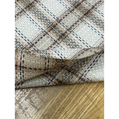 画像5: 生地： ゆる編みチェック柄ウール（ベージュ×茶）