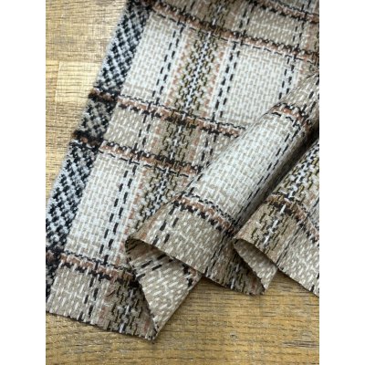 画像8: 生地： ゆる編みチェック柄ウール（ベージュ×茶）