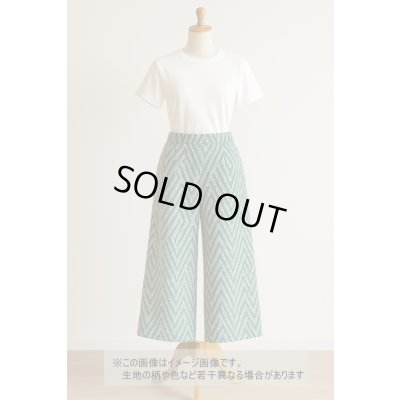 画像1: 生地：ポリ綿幾何学柄カットジャガード（グリーン）