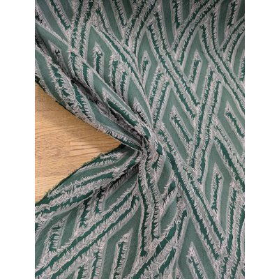 画像5: 生地：ポリ綿幾何学柄カットジャガード（グリーン）