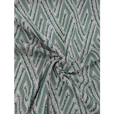 画像7: 生地：ポリ綿幾何学柄カットジャガード（グリーン）