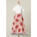 生地：ストライプ×リーフ柄カットジャガード（白×赤）