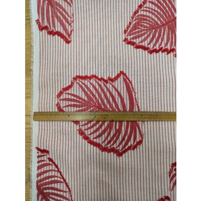 画像3: 生地：ストライプ×リーフ柄カットジャガード（白×赤）
