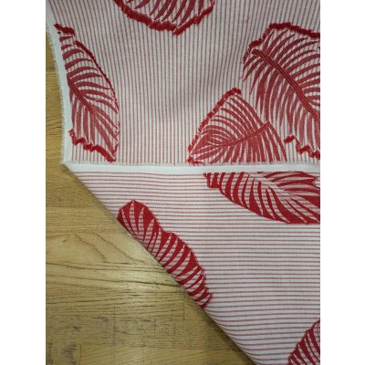 画像4: 生地：ストライプ×リーフ柄カットジャガード（白×赤）