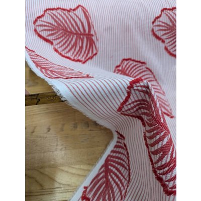 画像5: 生地：ストライプ×リーフ柄カットジャガード（白×赤）