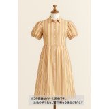 生地：綿100％マルチストライプ柄プリント（白地×黄赤オレンジ）