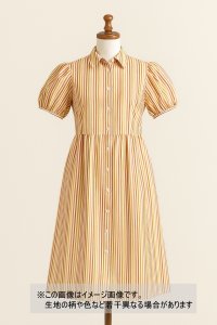 生地：綿100％マルチストライプ柄プリント（白地×黄赤オレンジ）