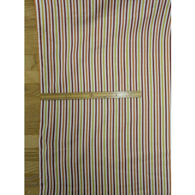 画像2: 生地：綿100％マルチストライプ柄プリント（白地×黄赤オレンジ）