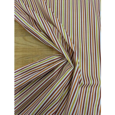 画像7: 生地：綿100％マルチストライプ柄プリント（白地×黄赤オレンジ）