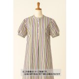 生地：綿100％マルチストライプ柄プリント（白地×黄青ピンク）