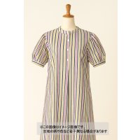 生地：綿100％マルチストライプ柄プリント（白地×黄青ピンク）