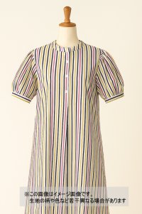 生地：綿100％マルチストライプ柄プリント（白地×黄青ピンク）