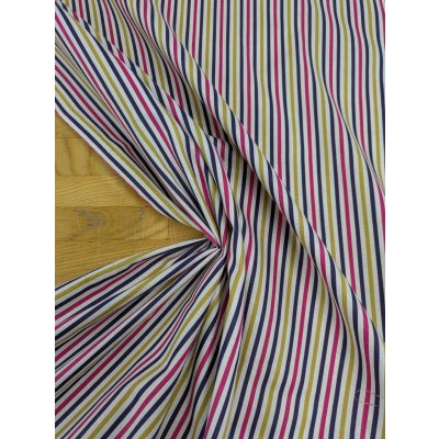 画像6: 生地：綿100％マルチストライプ柄プリント（白地×黄青ピンク）