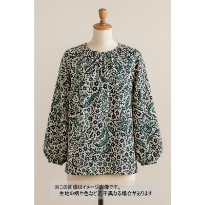 画像1: 生地：ポリエステル100％プリント（白地×紺・緑）