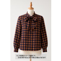 生地：ポリエステル100％千鳥格子プリント（ネイビー／オレンジ）