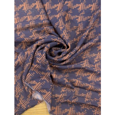 画像8: 生地：ポリエステル100％千鳥格子プリント（ネイビー／オレンジ）