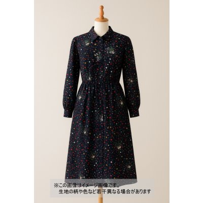 画像1: 生地：ポリエステル100％小花柄プリント（黒）