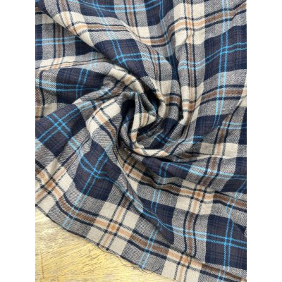 画像7: 生地：綿100％チェック柄両面ダブルガーゼ（茶系）