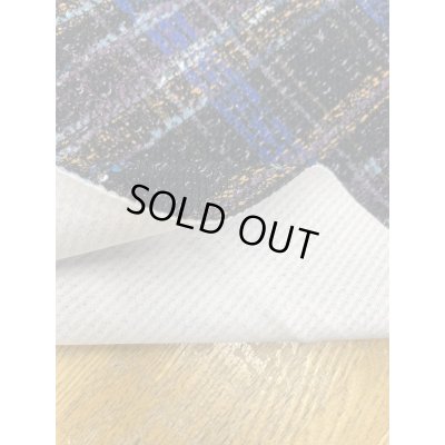 画像5: 生地：ポリエステル100％手描き風チェック柄プリントニット（ネイビー系）