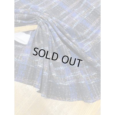 画像6: 生地：ポリエステル100％手描き風チェック柄プリントニット（ネイビー系）