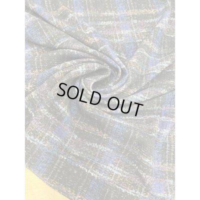 画像7: 生地：ポリエステル100％手描き風チェック柄プリントニット（ネイビー系）