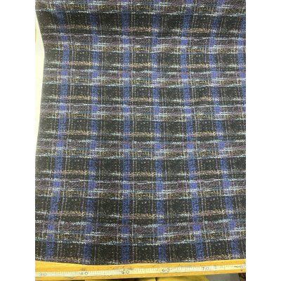 画像8: 生地：ポリエステル100％手描き風チェック柄プリントニット（ネイビー系）