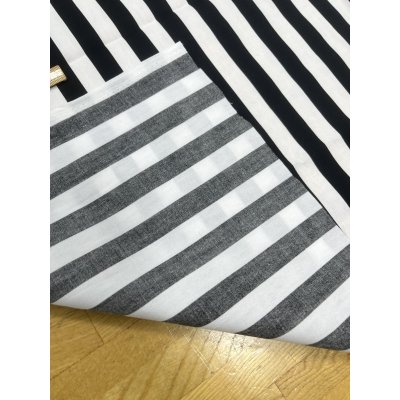 画像4: 生地：綿100％ストライププリント（白地×黒）