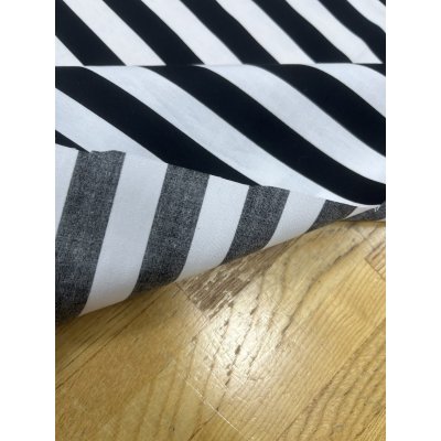 画像5: 生地：綿100％ストライププリント（白地×黒）