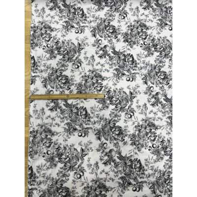 画像2: 生地：綿100％花柄リアルプリント（白地×黒）