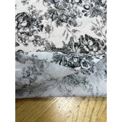 画像5: 生地：綿100％花柄リアルプリント（白地×黒）