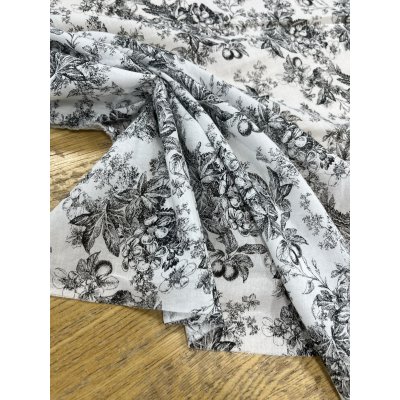 画像6: 生地：綿100％花柄リアルプリント（白地×黒）