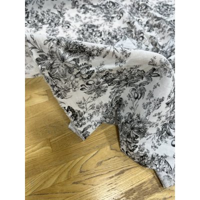 画像8: 生地：綿100％花柄リアルプリント（白地×黒）