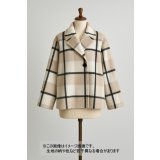 生地：大柄チェック起毛ウール混ファブリック（白×黒×グレージュ）