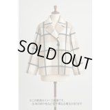 生地：大柄チェック起毛ウール混ファブリック（白×黒×グレージュ）