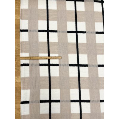 画像2: 生地：大柄チェック起毛ウール混ファブリック（白×黒×グレージュ）